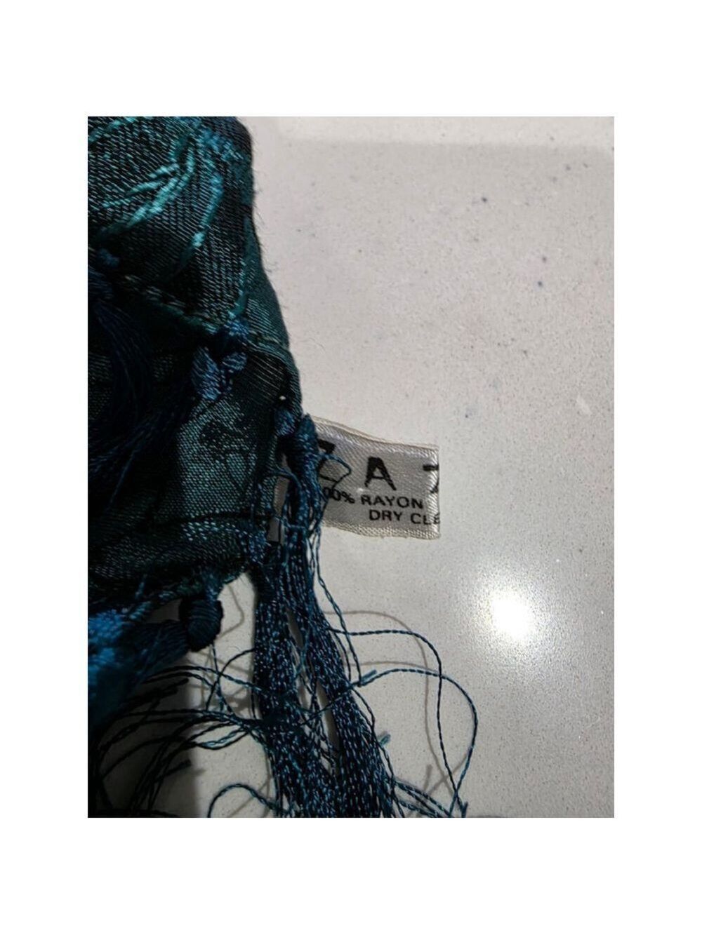 Women's Zou Teal Floral Pattern Scarf One Size - Picture 5 of 7